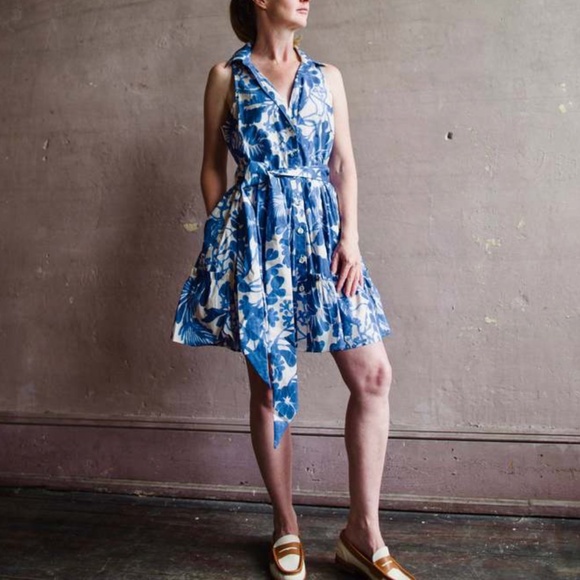 Cara Cara Blue and White Floral Mini Dress - Picture 3 of 8